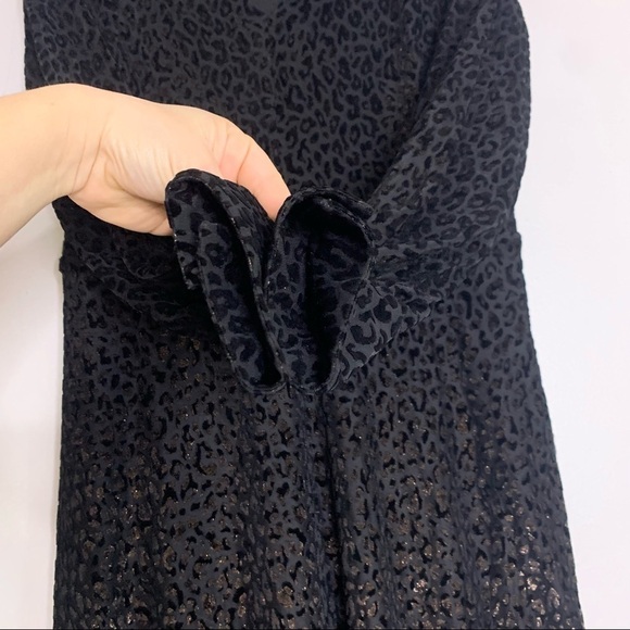 New Elie Tahari long sleeve v neck leopard metallic velvet dress midi women’s 6 - Picture 4 of 6